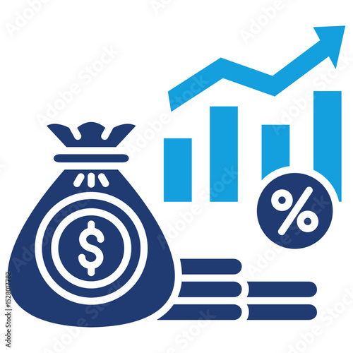 Inflation Economics Flat Blue Icon
