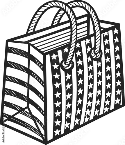 Stylish black bag or gift box illustration for shopping, sale, or fashion design