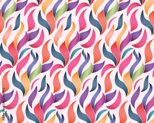 Rainbow Flowing Shapes Abstract Vector Pattern, White Background