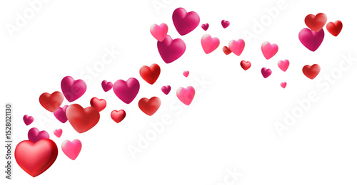 Valentines Day card with blizzard of random sprayed hearts