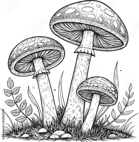 vector illustration of mushrooms, mushrooms art vector