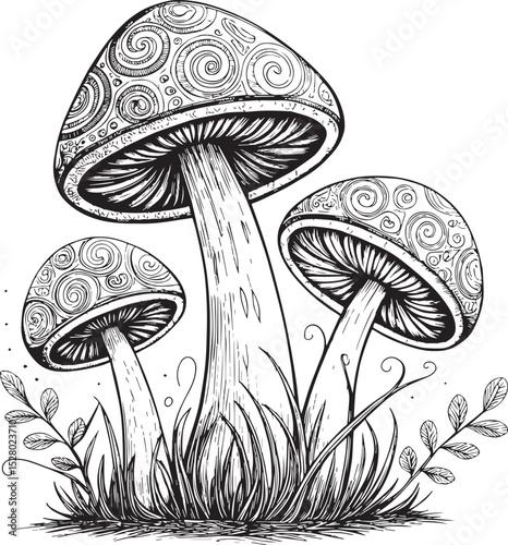 vector illustration of mushrooms, mushrooms art vector
