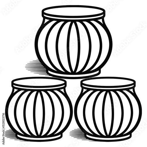 Elegant Silhouette Vector of Modern Nesting Tables

