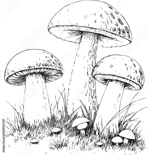 vector illustration of mushrooms, mushrooms art vector