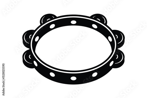 vector silhouette of a tambourine with jingles.eps