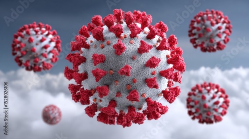 Digital illustration of virus particles being neutralized by pro