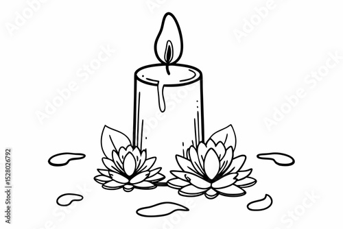 candle with leaves