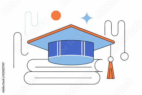 education icon and graduation cap 