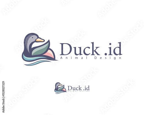 duck logo creative animal color modern design concept wave