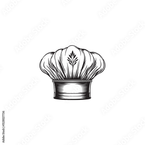 Chef hat silhouette, This image shows a black silhouette of a chef hat, also known as a toque or cook hat, used in culinary professions,  Vector clipart illustration design, Chef Hat Silhouette Vector