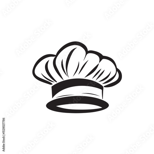 Chef hat silhouette, This image shows a black silhouette of a chef hat, also known as a toque or cook hat, used in culinary professions,  Vector clipart illustration design, Chef Hat Silhouette Vector