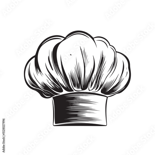 Chef hat silhouette, This image shows a black silhouette of a chef hat, also known as a toque or cook hat, used in culinary professions,  Vector clipart illustration design, Chef Hat Silhouette Vector