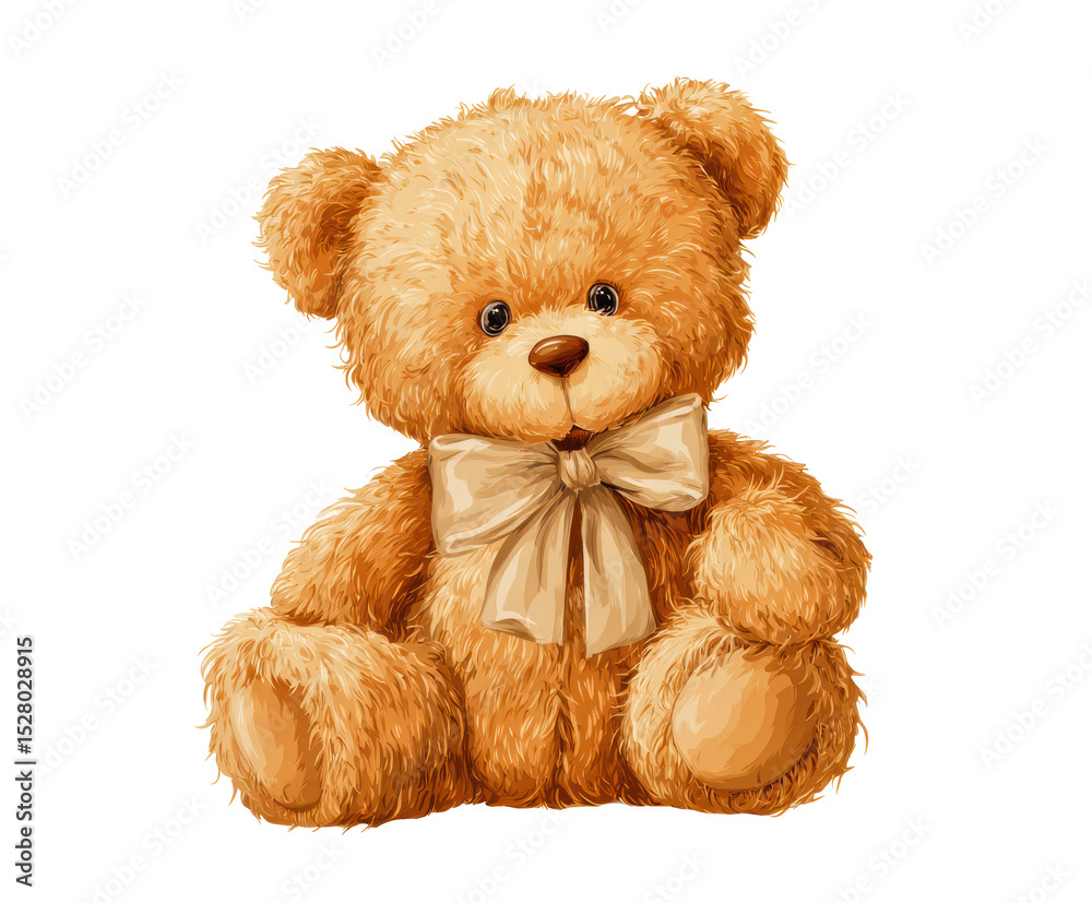 Obraz premium Cute teddy bear with a ribbon for children and gifts