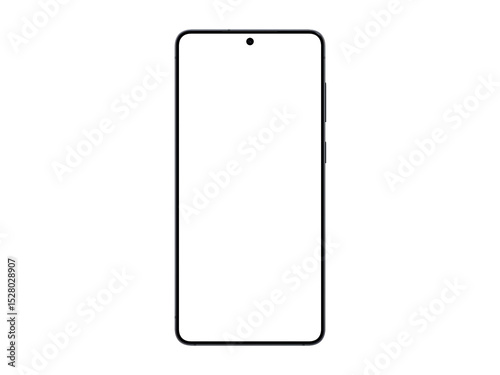 Photo of smartphone similar to android device with thin edge without background. Jetblack color. Template for mockup	
