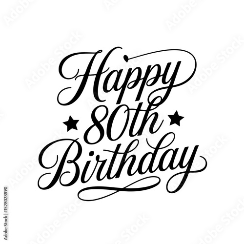 Happy 80th Birthday. Birthday Vector Design Isolated on White Background