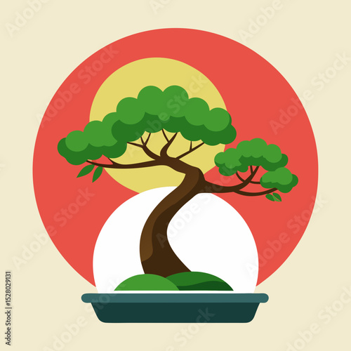 vector illustration of a bonsai tree
