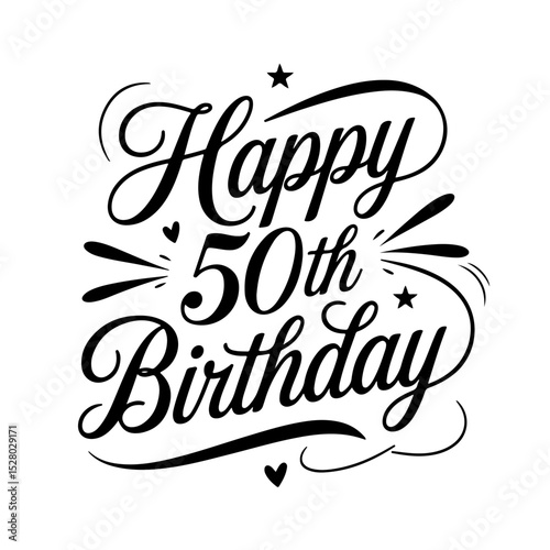 Happy 50th Birthday. Birthday Vector Design Isolated on White Background