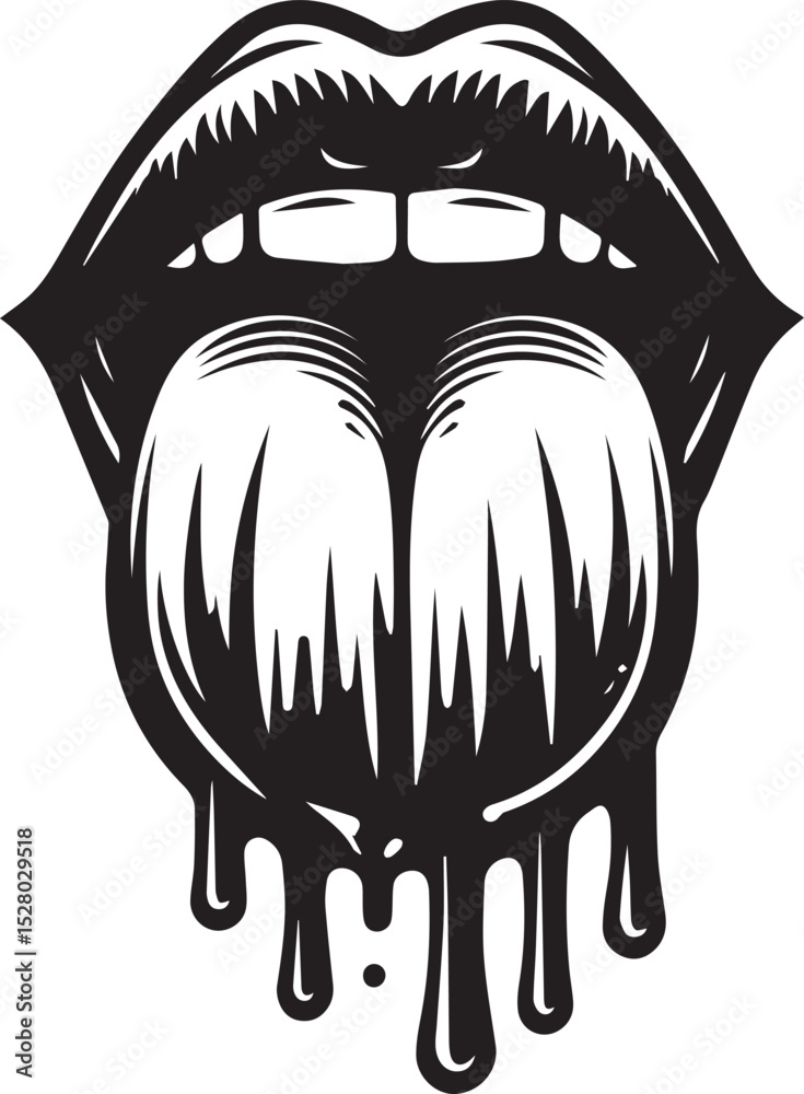 Obraz premium gloss lipstick vector illustration, lips dripping silhouette vector isolated on white background