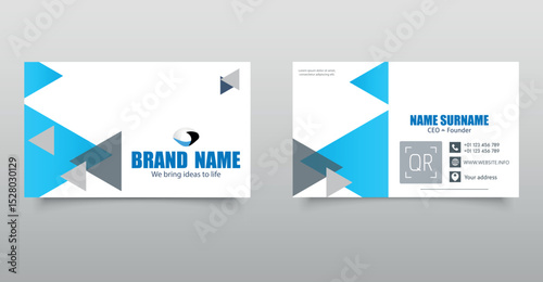 Business Card Template with Geometric Design. Modern business card template with bold geometric shapes. Vector graphics.