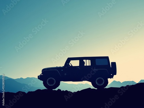 vibrant image of silhouette of offroad car