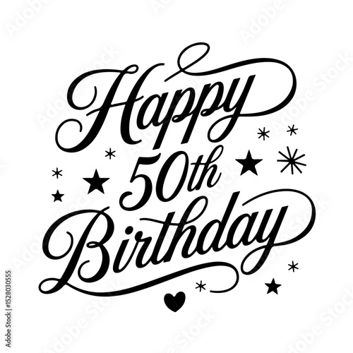 Happy 50th Birthday. Birthday Vector Design Isolated on White Background