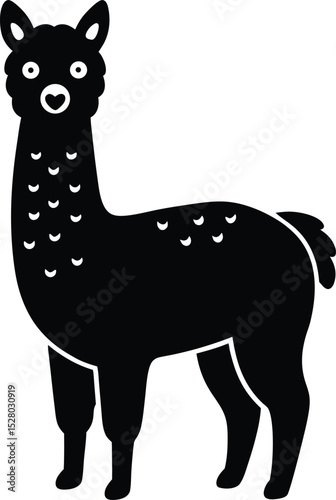 Cute alpaca silhouette isolated on transparent background