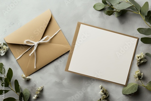 Pixel Perfect Image of Flatlay Gift Certificate with an Envelope Next to it