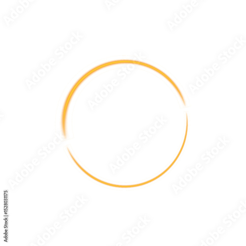 Dynamic Light Ring with Golden Swirl Effect and Transparent Background for Energy, Magic or Highlight Element