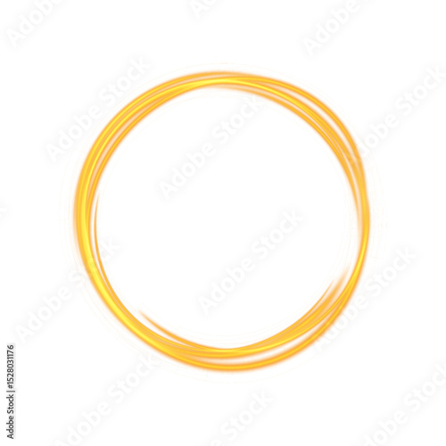 Dynamic Light Ring with Golden Swirl Effect and Transparent Background for Energy, Magic or Highlight Element