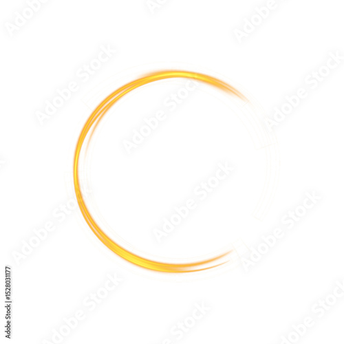 Dynamic Light Ring with Golden Swirl Effect and Transparent Background for Energy, Magic or Highlight Element