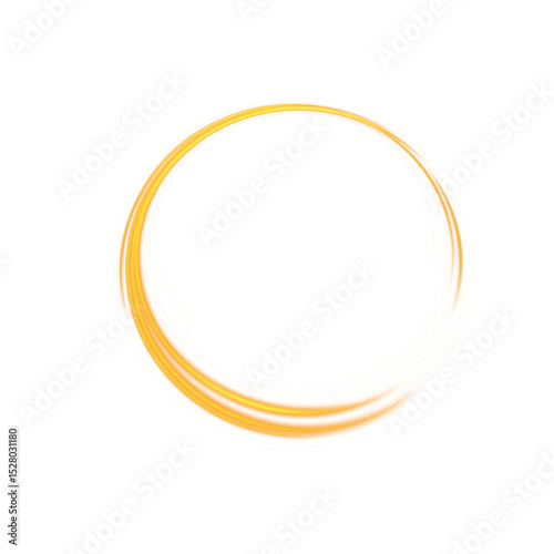 Dynamic Light Ring with Golden Swirl Effect and Transparent Background for Energy, Magic or Highlight Element
