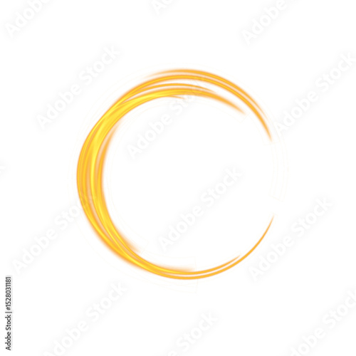 Dynamic Light Ring with Golden Swirl Effect and Transparent Background for Energy, Magic or Highlight Element