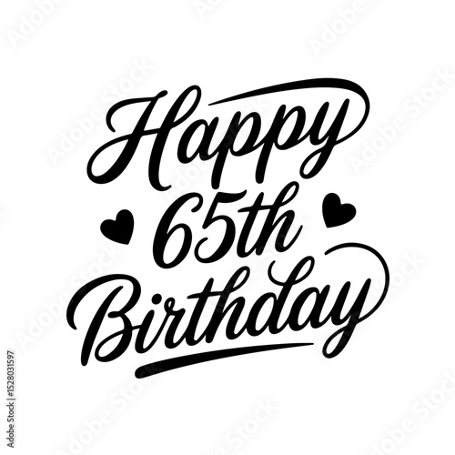 Happy 65th Birthday. Birthday Vector Design Isolated on White Background