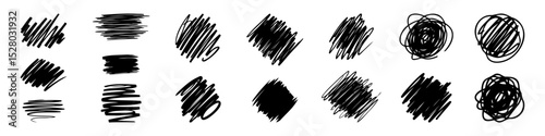 Hand drawn doodle design elements. Sketch pen and brush shapes.