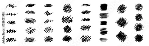 Hand drawn doodle design elements. Sketch pen and brush shapes.