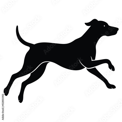 Dynamic Black Silhouette A Sleek Dog Leaping and Running with Exuberance and Energy