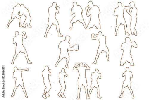 Boxer Silhouette Vector Set Isolated On White Background Boxing Poses And Victory Expressions Sports Training And Martial Arts Concepts For Design