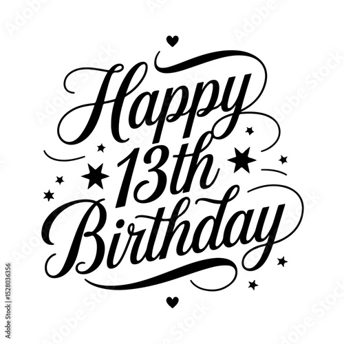 Happy 13th Birthday. Birthday Vector Design Isolated on White Background
