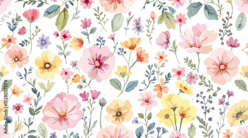 Flowers colorful watercolor Background