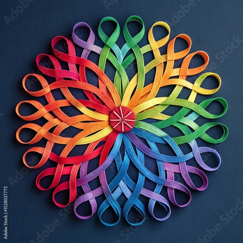 Colorful Ribbon Knots Mandala on a Dark back ground 