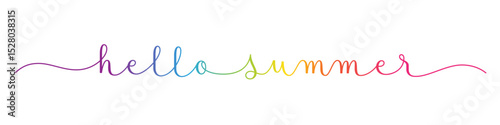 HELLO SUMMER colorful brush calligraphy banner