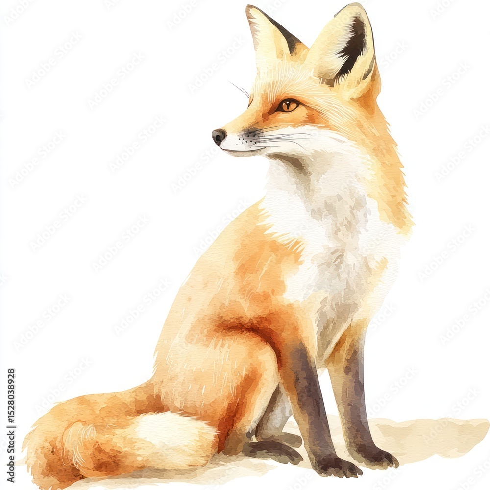 Obraz premium Watercolor fox illustration