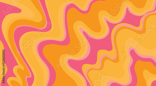 Hand drawn colorful retro style groovy psychedelic background