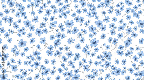 Pastel Floral Seamless Pattern Watercolor Flowers Isolated on Transparent Background, Floral Design, Botanical Illustration, Flowers