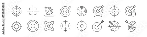 "Premium Vector Collection: Target Destination Icons Featuring Sniper Aim, Gun Sight Crosshairs, and Bullseye Mark - Perfect for Marketing and Focus Design"