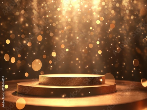 high definition picture of Brown shining background podium product showcase marketing high detail 8k