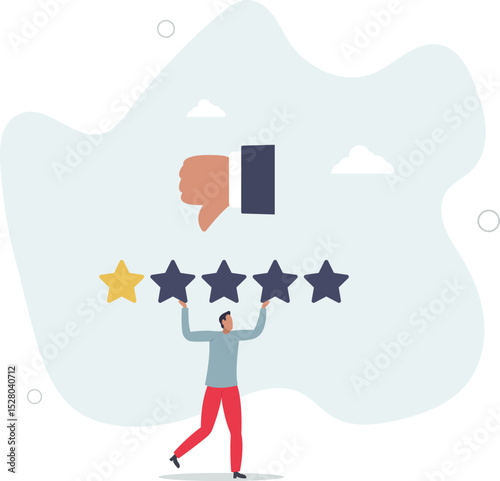 Negative feedback, bad review or one star customer feedback, terrible or poor quality user experience, low rating result or disappointment concept. character life .