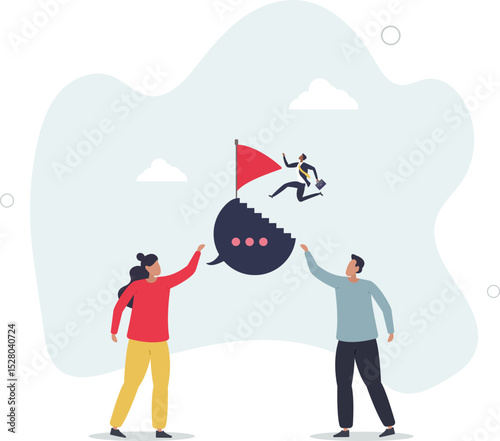 Advisor or consultant give advice to reach business goal, motivate employee to success in work, career development plan concept. character life .