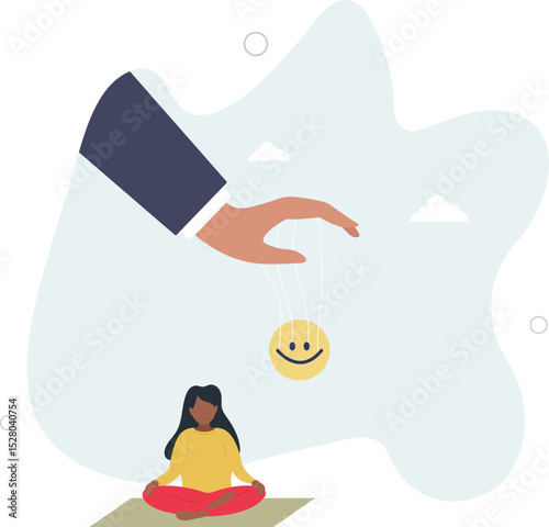 Control emotion or expression, emotional intelligence manage positive way to solve problem and conflict concept. character life