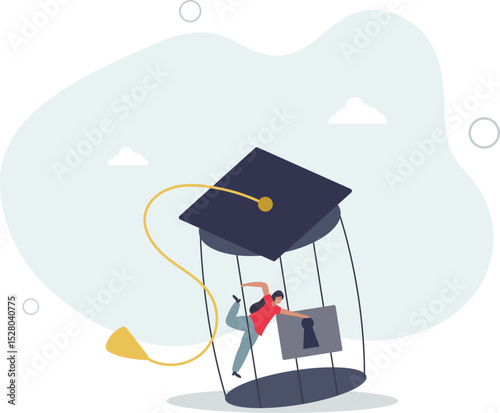 Student loan debt, money trap that graduated have to payback huge amount of money, expensive cost for education concept. character life .